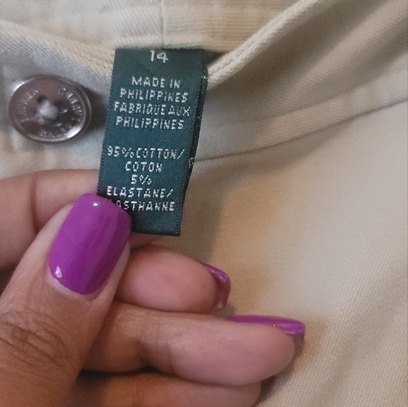 Ralph Lauren Khaki Tan Beige Capris Pants Slacks Size 14 - Picture 6 of 7